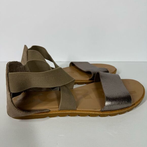 Sorel Ella II Flat Sandals Metallic Leather Boho Womens Size 8 - Picture 4 of 7